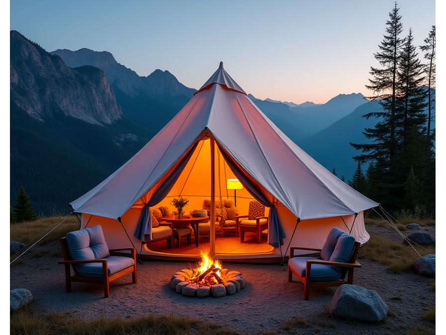 Luxury glamping setup with premium equipment
